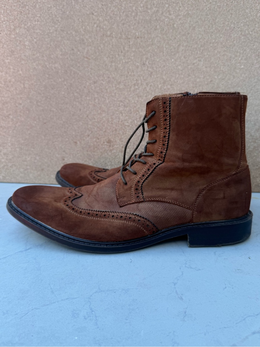 Kenneth Cole Brown Suede Wingtip Chukka Boots